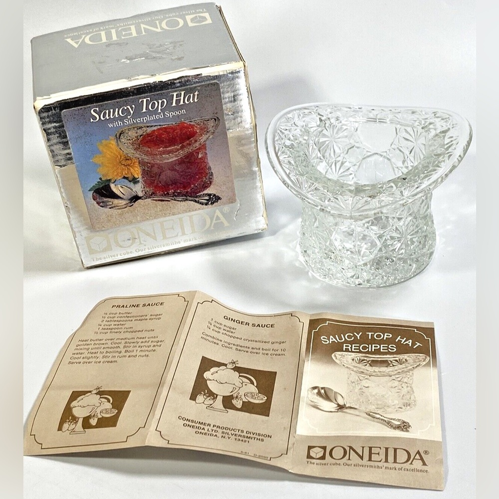 Vintage Oneida Waterford Crystal Glass Saucy Top Hat